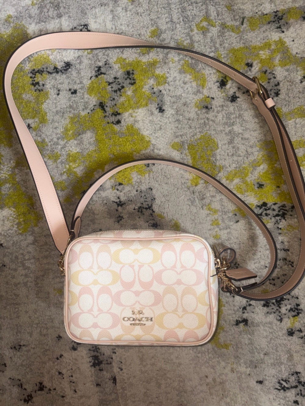 Coach Pink Signature Camera Crossbody Bag